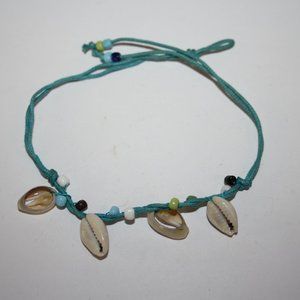Beautiful blue and natural shell ankle bracelet up to 10"